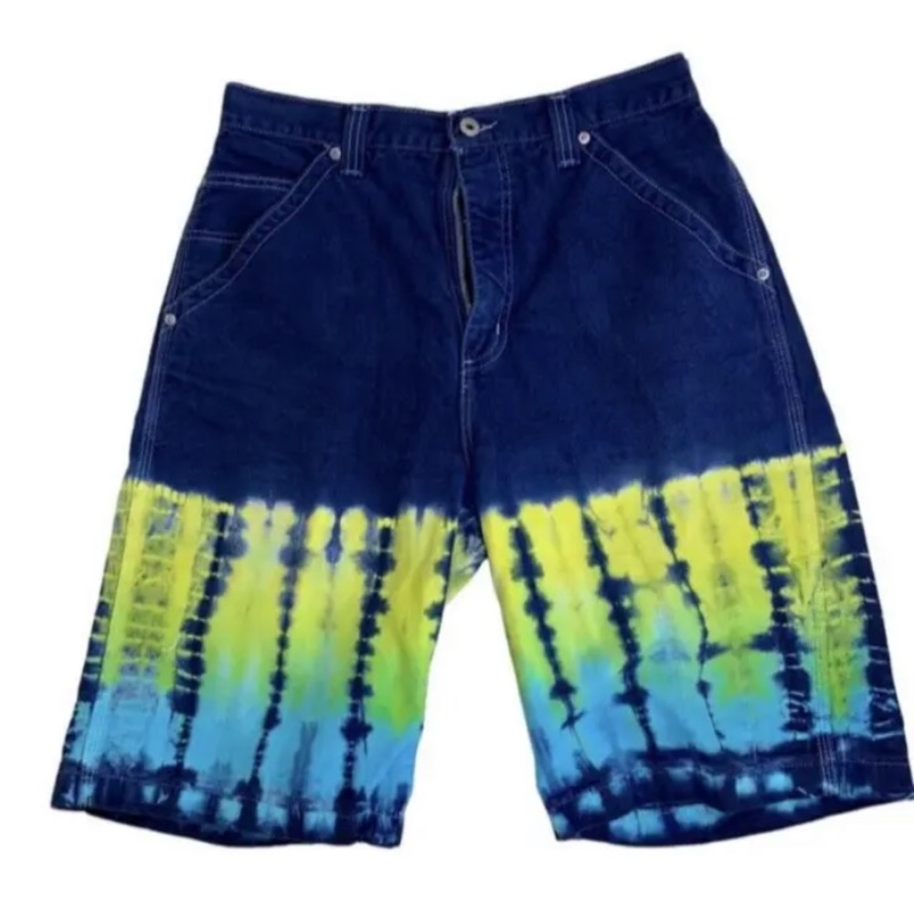 Arizona jean co streetwear skater long tie dye denim shorts Men's 32 High Rise